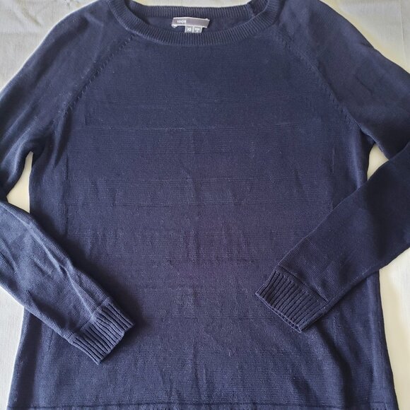 Vince Linen Oversized Long Sleeve Open Knit Mesh Blue Tunic Sweater - Picture 4 of 9